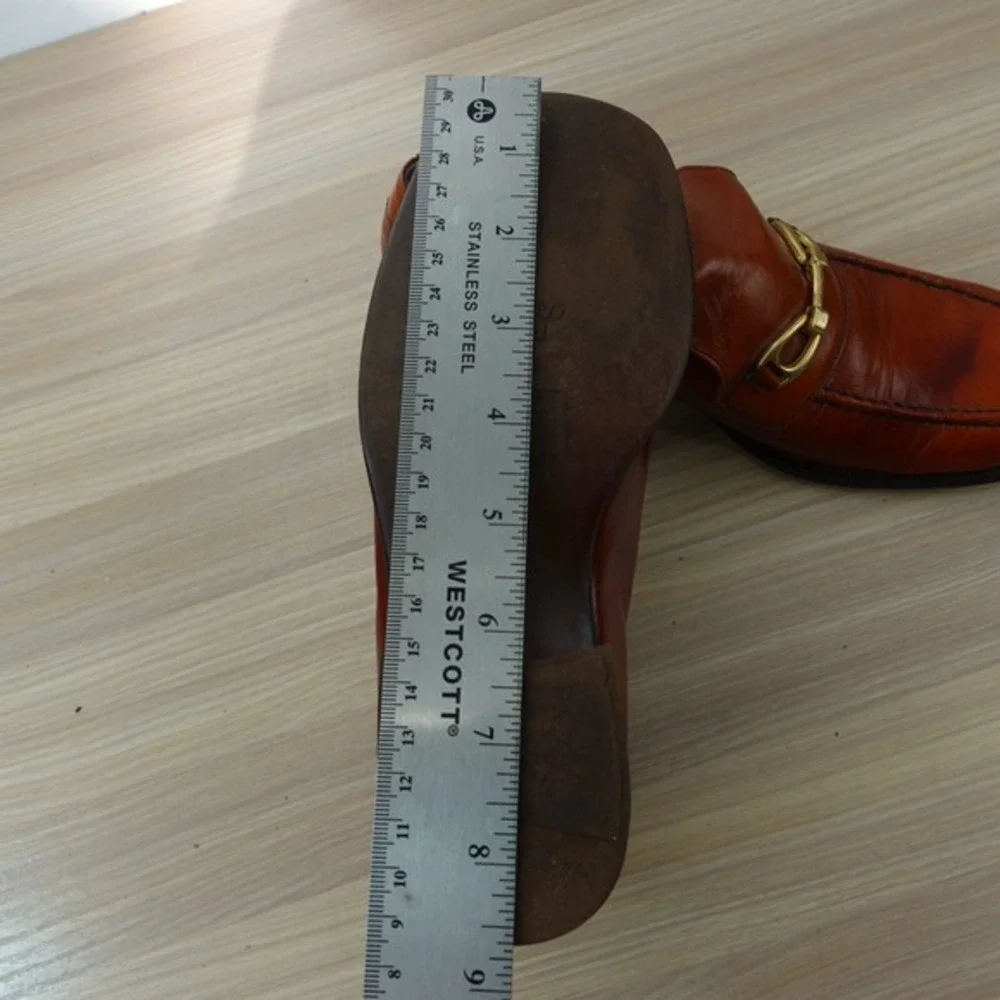 VINTAGE Italian Shoes Kids 35 2.5 Bourbon Brown Leather Horsebit Loafer‎ Formal